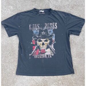 Guns N Roses Houston TX Graphic T-Shirt Skull Band Tee‎ Rock Concert